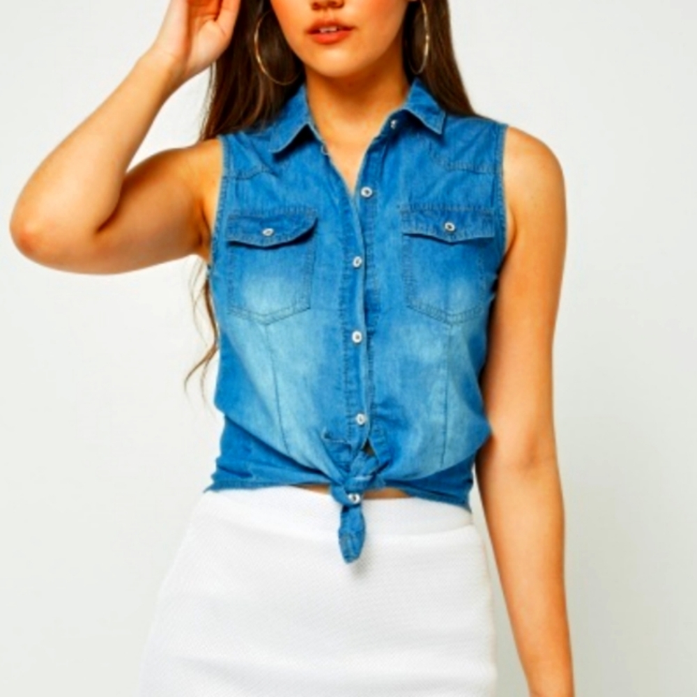 GUESS Chambray Sleeveless Top